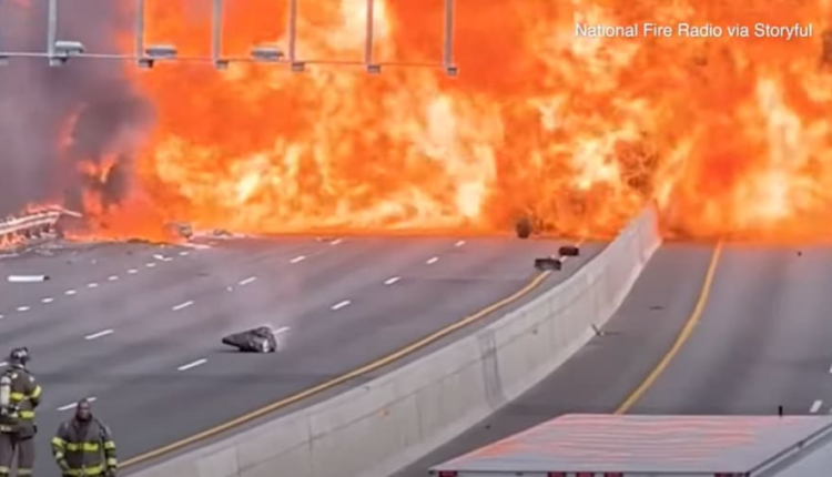 Κινηματογραφικό-σκηνικό:-Φορτηγό-εξερράγη-σε-αυτοκινητόδρομο-του-Νιου-Τζέρσεϊ